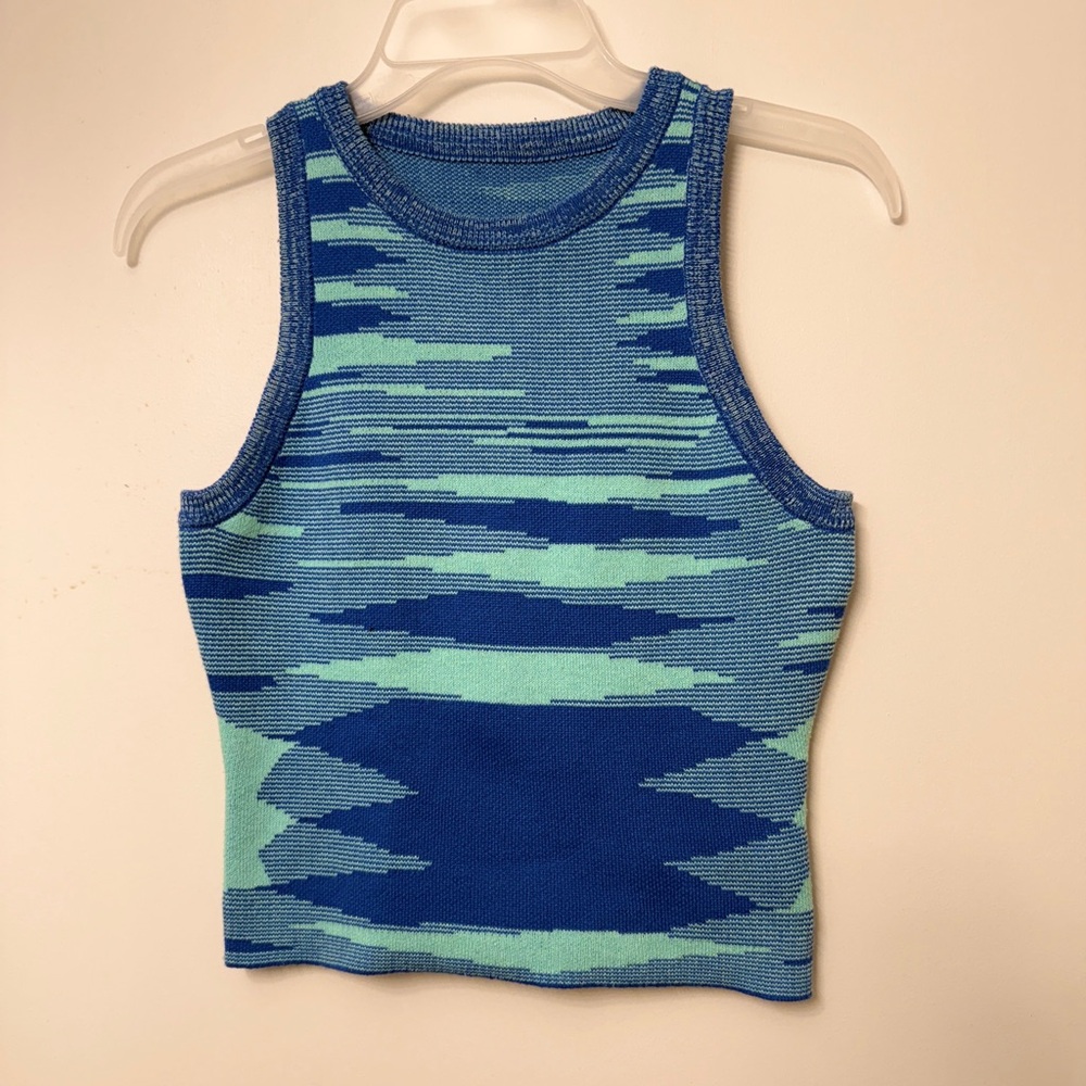 Blue and Teal Patterned Tank Top